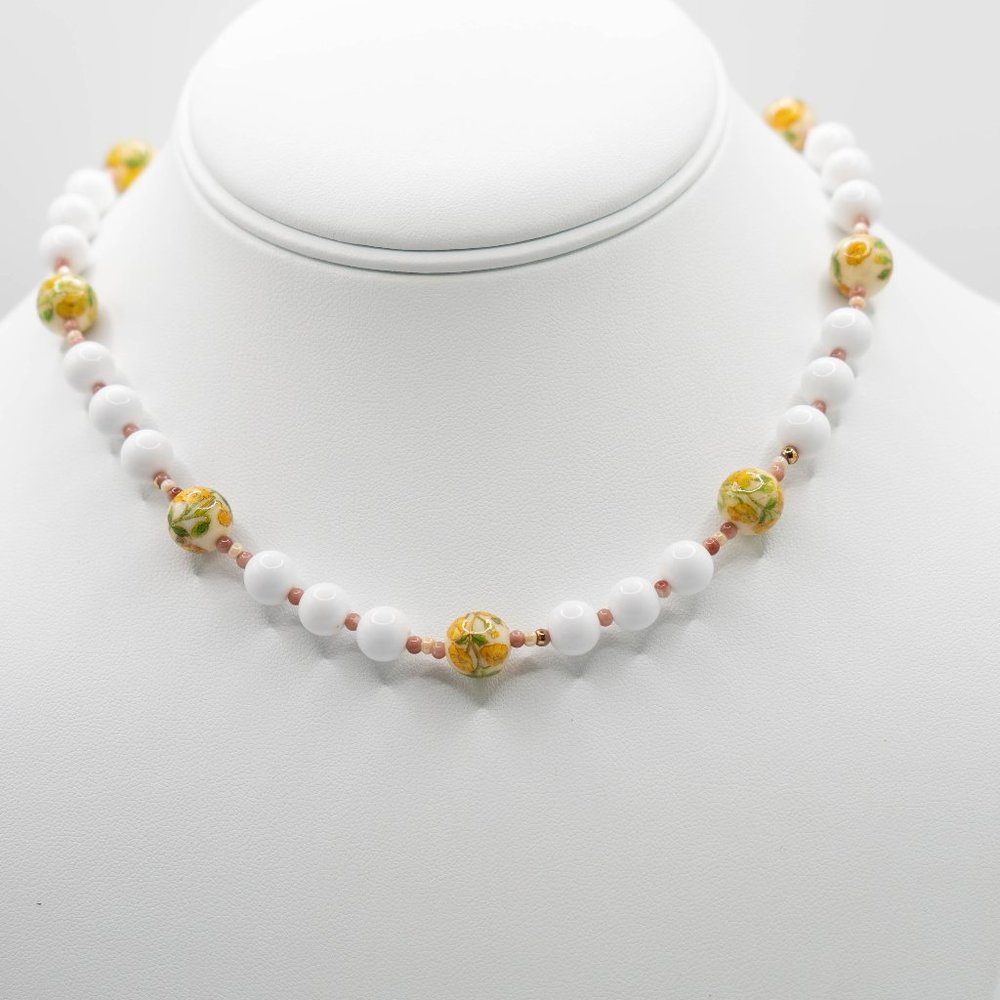 Vintage Japan White and Tensha Beads